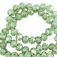 Faceted glass beads 8x6mm disc Citrus green-pearl shine coating
